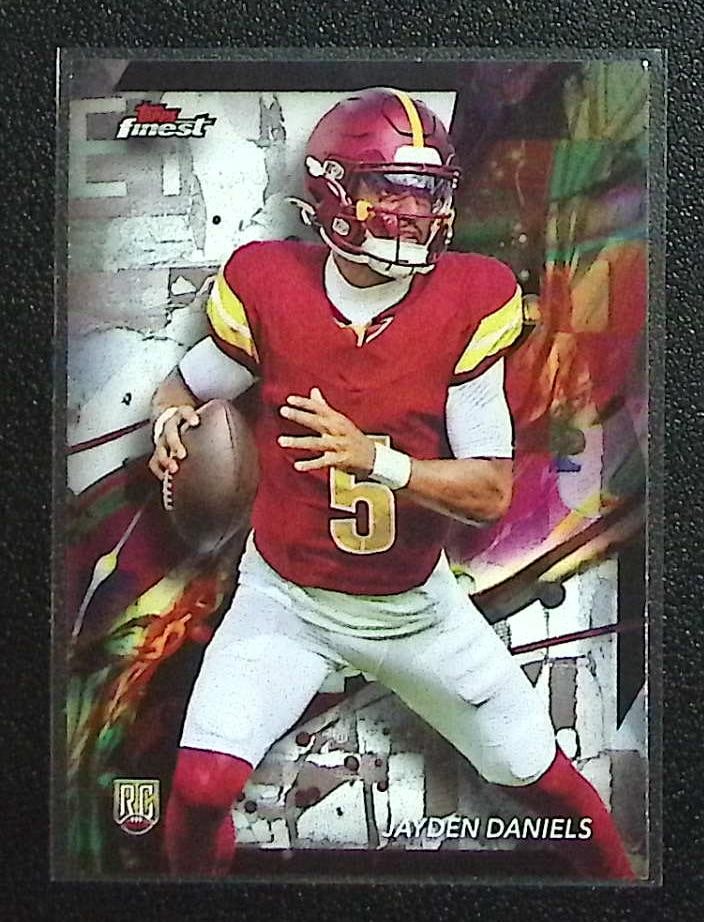 Jayden Daniels Rookie Card 2024 Topps Finest #67 Washington Commanders: Topps Football NFL Trading Sports Cards, Sports Cards for Sale Near Me, Super Bowl & Hall of Fame Player Cards, Resurgence, Composite, SP, SSP, Valuable Auction Memorabilia Lots For Sale On Line