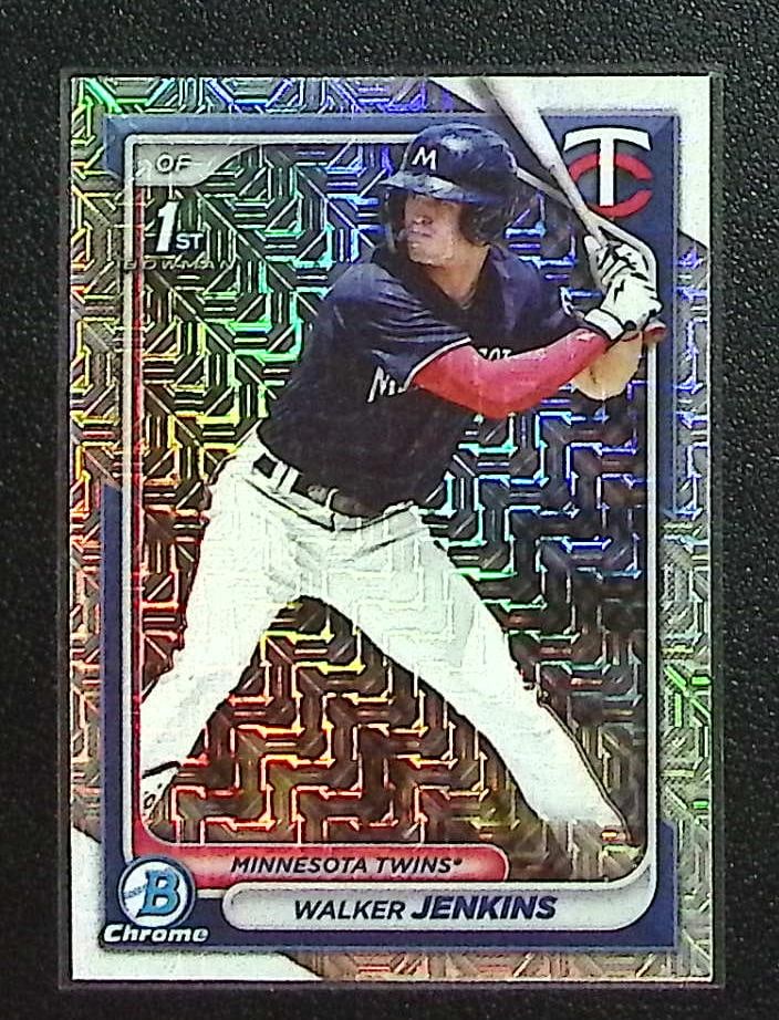 Walker Jenkins 1st Bowman Mojo Refractor 2024 Bowman Chrome #BCP-43 Twins: Bowman Baseball MLB Trading & Sports Cards, Sports Cards for Sale Near Me, World Series & Hall of Fame Players, SP, SSP, Chrome, 1st Bowman, Auction Memorabilia Lots Sold On Line