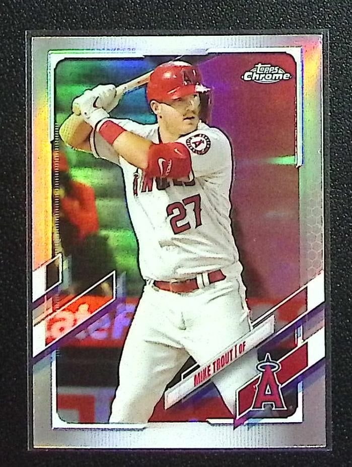 Mike Trout Refractor 2021 Topps Chrome #27 Los Angeles Angels: Topps Baseball MLB Trading & Sports Cards, Sports Cards for Sale Near Me, World Series & Hall of Fame Players Memorabilia, Refractors, X-Fractors, Numbered, SP, SSP, Valuable Auction Memorabilia Lots 