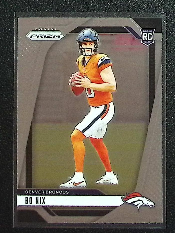 Bo Nix Rookie Card 2024 Panini Prizm #309 Denver Broncos: Panini Select, Prizm, Mosaic, Contenders, Zenith, Phoenix, Illusions, Absolute, Rookie NFL Sports Trading Cards, SP, SSP, Cards, Football Cards for Sale Near Me, Superbowl & Hall of Fame Player Cards,