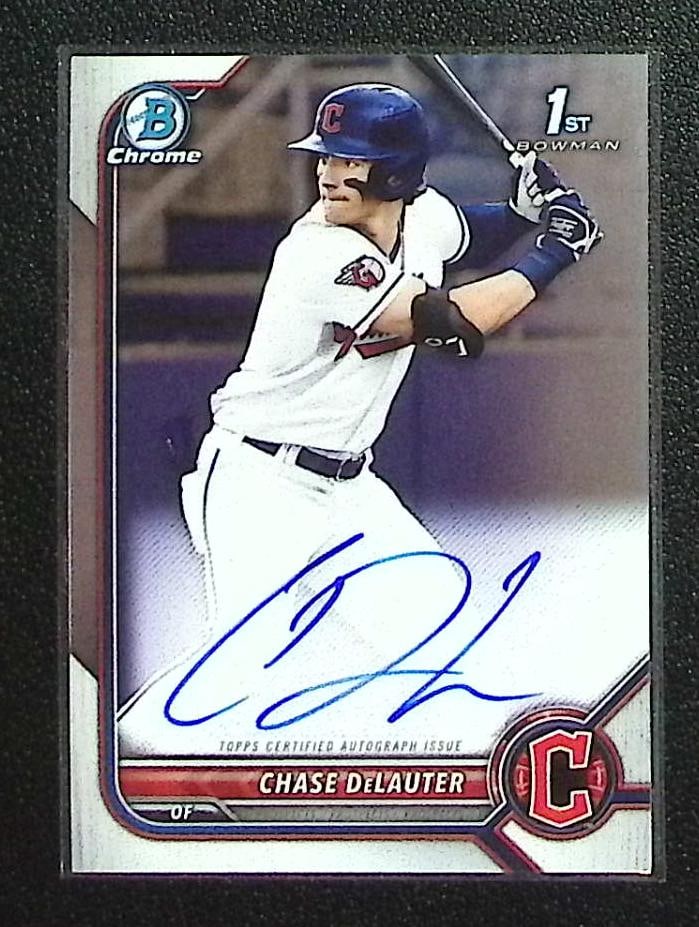 Chase DeLauter 1st Bowman Auto 2022 Bowman Chrome #CDA-CD Cleveland Guardians: Bowman Baseball MLB Trading & Sports Cards, Sports Cards for Sale Near Me, World Series & Hall of Fame Players, SP, SSP, Chrome, 1st Bowman, Auction Memorabilia Lots Sold On Line