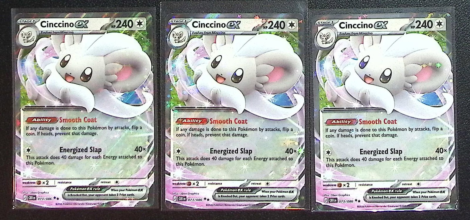 Lot of 3 Pokemon Chaos Rising Cinccino Ex Double Rares #73 (1 of 2)