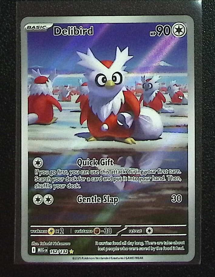 Pokemon Mega Evolution Delibird Illustration Rare #152: Pokemon Trading Card Game Cards, Charizard, Pikachu, Mewtwo, Reverse Holo, Holo Rare, Secret Rare Cards, Full Art Cards, Eevee, Ultra Rare Card, Illustration Rare, Special Illustration Rare SIR