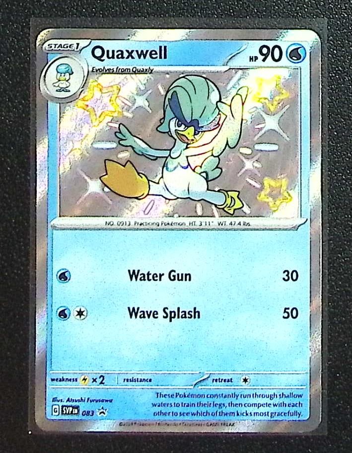 Pokmeon Paldean Fates Promo Quaxwell #83: Pokemon Trading Card Game Cards, Charizard, Pikachu, Mewtwo, Reverse Holo, Holo Rare, Secret Rare Cards, Full Art Cards, Eevee, Ultra Rare Card, Illustration Rare, Special Illustration Rare SIR