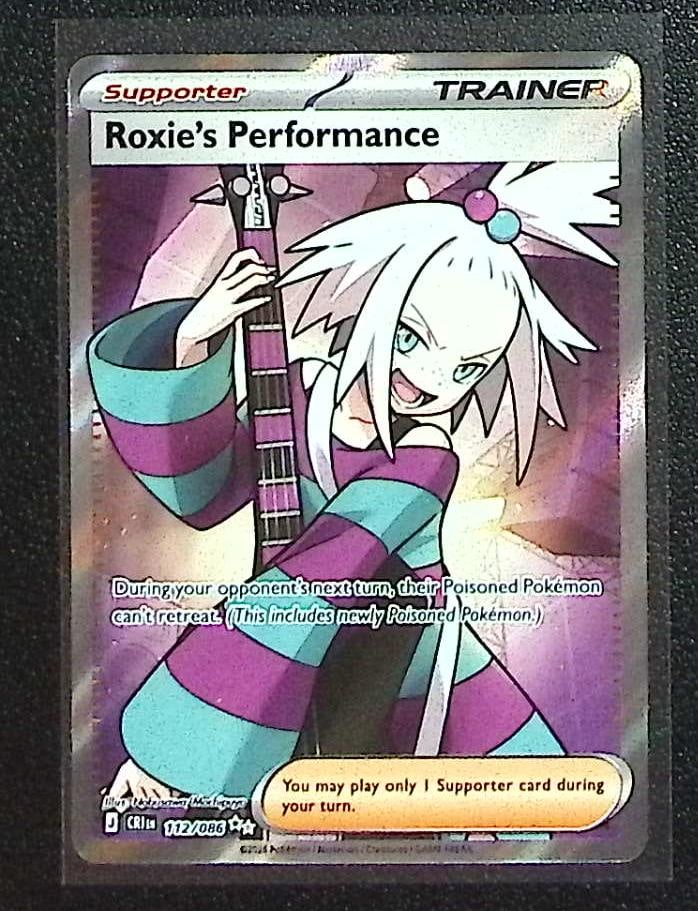 Pokemon Chaos Rising Roxie's Performance Full Art Ultra Rare #112: Pokemon Trading Card Game Cards, Charizard, Pikachu, Mewtwo, Reverse Holo, Holo Rare, Secret Rare Cards, Full Art Cards, Eevee, Ultra Rare Card, Illustration Rare, Special Illustration Rare SIR