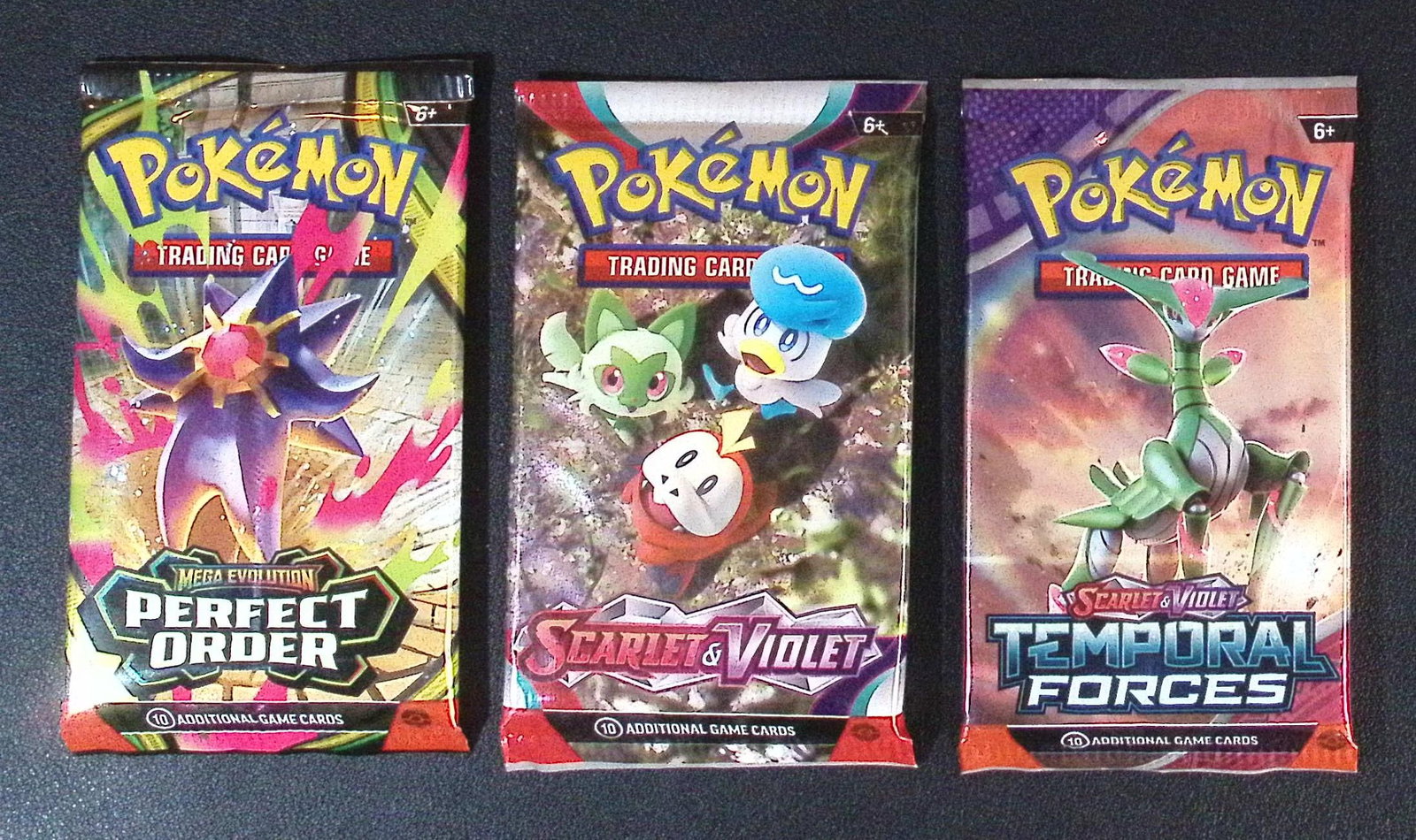 3 COUNT: 1 - Pokemon Perfect Order, 1 - Scarlet & Violet, & 1 - Temporal Forces Booster Packs (1 of 1)