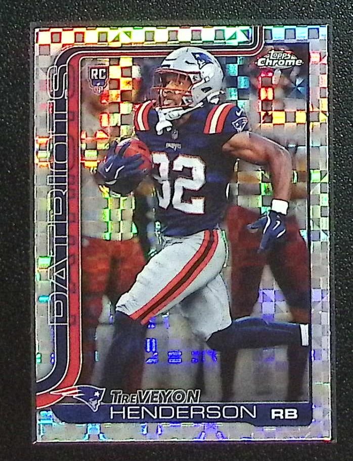 TreVeyon Henderson Rookie Card Xfractor 2025 Topps Chrome #328 New England Patriots: Topps Football NFL Trading Sports Cards, Sports Cards for Sale Near Me, Super Bowl & Hall of Fame Player Cards, Resurgence, Composite, SP, SSP, Valuable Auction Memorabilia Lots For Sale On Line