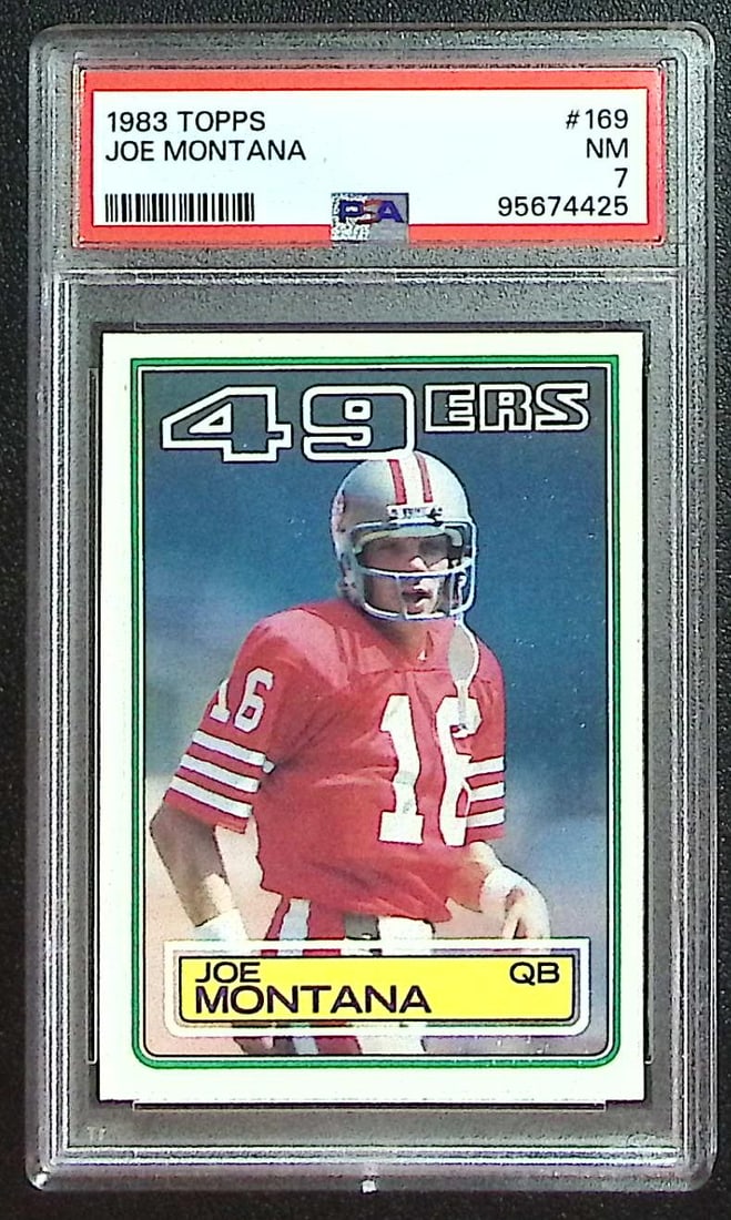Joe Montana 1983 Topps #169 PSA 7 San Francisco 49ers: Topps Football NFL Trading Sports Cards, Sports Cards for Sale Near Me, Super Bowl & Hall of Fame Player Cards, Resurgence, Composite, SP, SSP, Valuable Auction Memorabilia Lots For Sale On Line