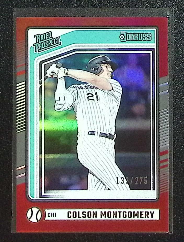 Colson Montgomery Rated Prospect Red Foil /275 2024 Panini Donruss #162 White Sox: Panini Baseball MLB Trading & Sports Cards, Sports Cards for Sale Near Me, Prizm, Mosaic, Select, SP, SSP, Auction Memorabilia Lots for Sale On Line, World Series & Hall of Fame Players