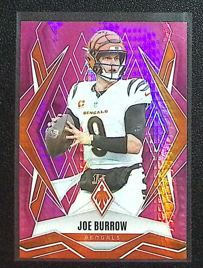 Joe Burrow Pink Hyper /299 2025 Panini Phoenix #30 Cincinnati Bengals: Panini Select, Prizm, Mosaic, Contenders, Zenith, Phoenix, Illusions, Absolute, Rookie NFL Sports Trading Cards, SP, SSP, Cards, Football Cards for Sale Near Me, Superbowl & Hall of Fame Player Cards,