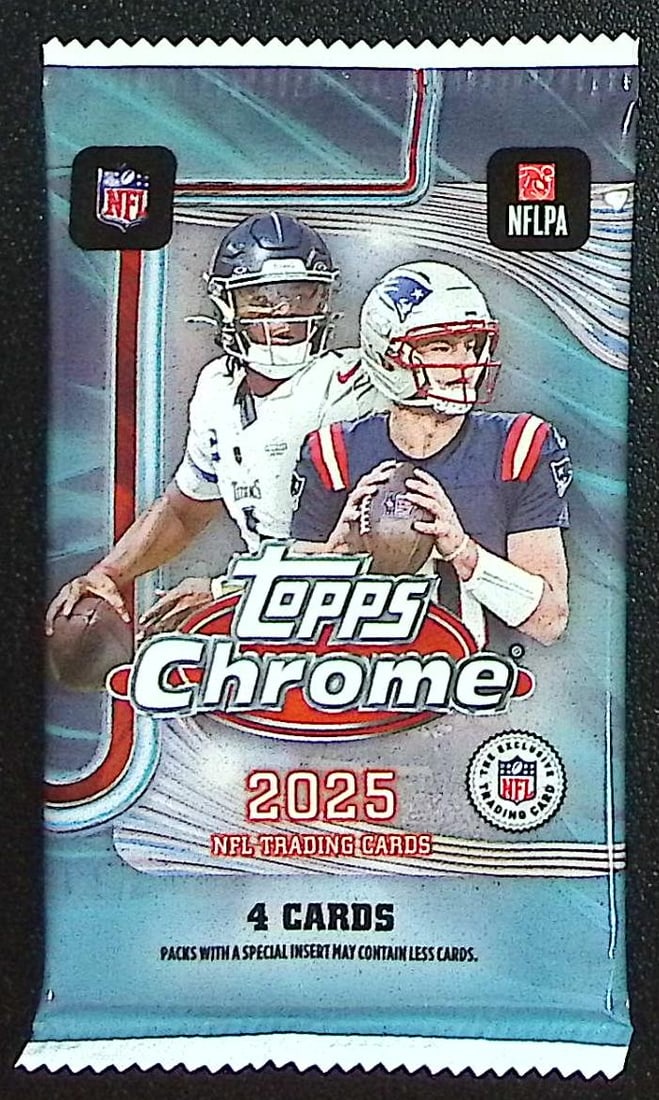 2025 Topps Chrome Football Blaster Box Pack: Topps Football NFL Trading & Sports Cards, Refractors, Prism Refractors, X-Fractors, Sports Cards for Sale Near Me, Super Bowl & Hall of Fame Players, Autographs, SP, SSP, Valuable Auction Memorabilia