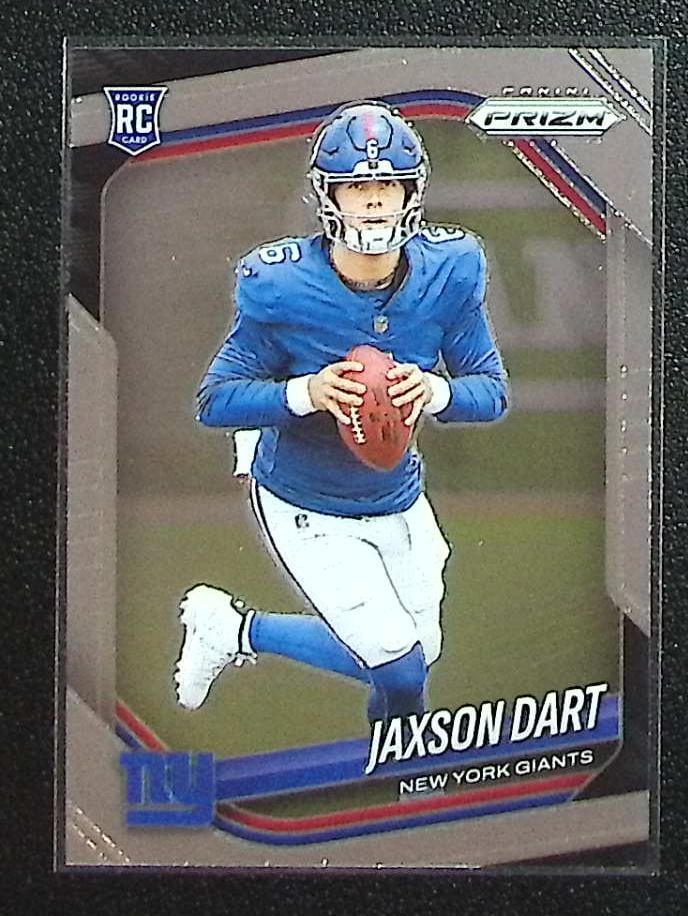 Jaxson Dart Rookie Card 2025 Panini Prizm #332 New York Giants: Panini Select, Prizm, Mosaic, Contenders, Zenith, Phoenix, Illusions, Absolute, Rookie NFL Sports Trading Cards, SP, SSP, Cards, Football Cards for Sale Near Me, Superbowl & Hall of Fame Player Cards,