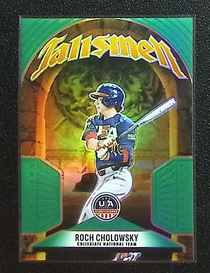 Roch Cholowsky Talismen Green Prizm 2026 Panini Stars & Stripes #14: Panini Baseball MLB Trading & Sports Cards, Sports Cards for Sale Near Me, Prizm, Mosaic, Select, SP, SSP, Auction Memorabilia Lots for Sale On Line, World Series & Hall of Fame Players