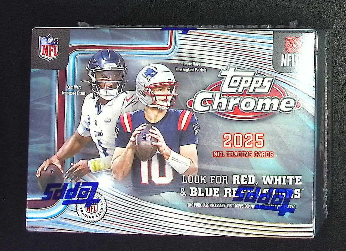 2025 Topps Chrome Football Blaster Box: Topps Football NFL Trading & Sports Cards, Refractors, Prism Refractors, X-Fractors, Sports Cards for Sale Near Me, Super Bowl & Hall of Fame Players, Autographs, SP, SSP, Valuable Auction Memorabilia