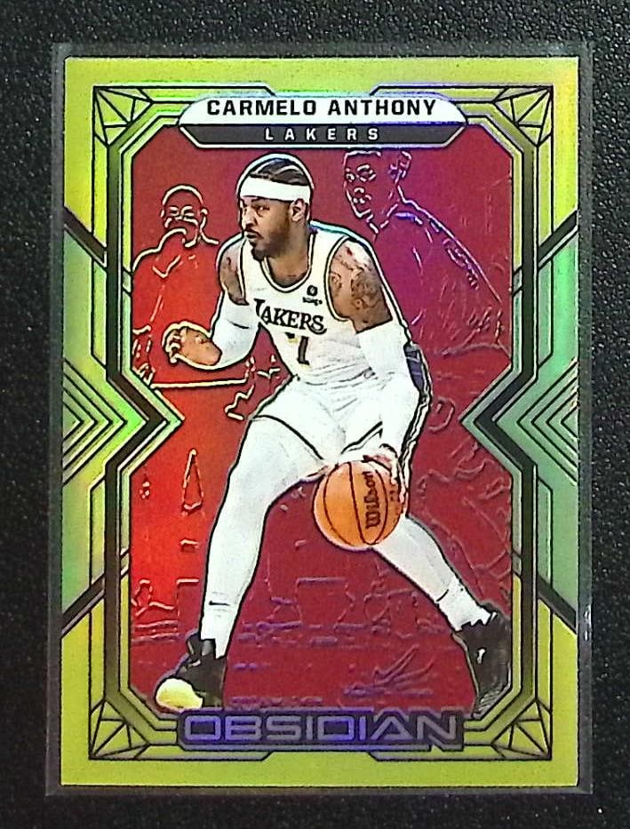 Carmelo Anthony Red/Yellow/Green Flood /99 2021-22 Panini Obsidian #104 (1 of 2)