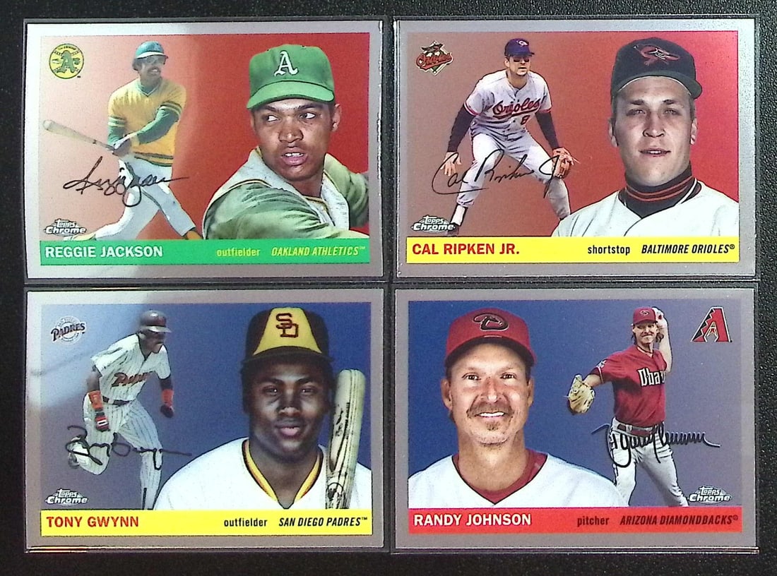 Lot of 4 2025 Topps Chrome Platinum Anniversary Base Cards. All Legends, All Different: Topps Baseball MLB Trading & Sports Cards, Sports Cards for Sale Near Me, World Series & Hall of Fame Players Memorabilia, Refractors, X-Fractors, Numbered, SP, SSP, Valuable Auction Memorabilia Lots 
