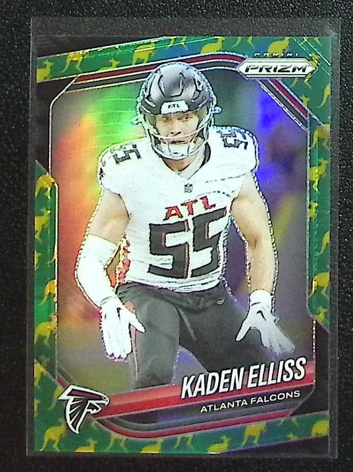 Kaden Elliss Kangaroo Prizm /61 2025 Panini Prizm #11 Atlanta Falcons: Panini Select, Prizm, Mosaic, Contenders, Zenith, Phoenix, Illusions, Absolute, Rookie NFL Sports Trading Cards, SP, SSP, Cards, Football Cards for Sale Near Me, Superbowl & Hall of Fame Player Cards,