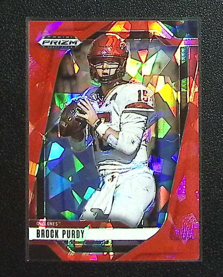 Brock Purdy Red Ice 2025 Prizm Draft Picks #176 Iowa State, 49ers: Panini Select, Prizm, Mosaic, Contenders, Zenith, Phoenix, Illusions, Absolute, Rookie NFL Sports Trading Cards, SP, SSP, Cards, Football Cards for Sale Near Me, Superbowl & Hall of Fame Player Cards,