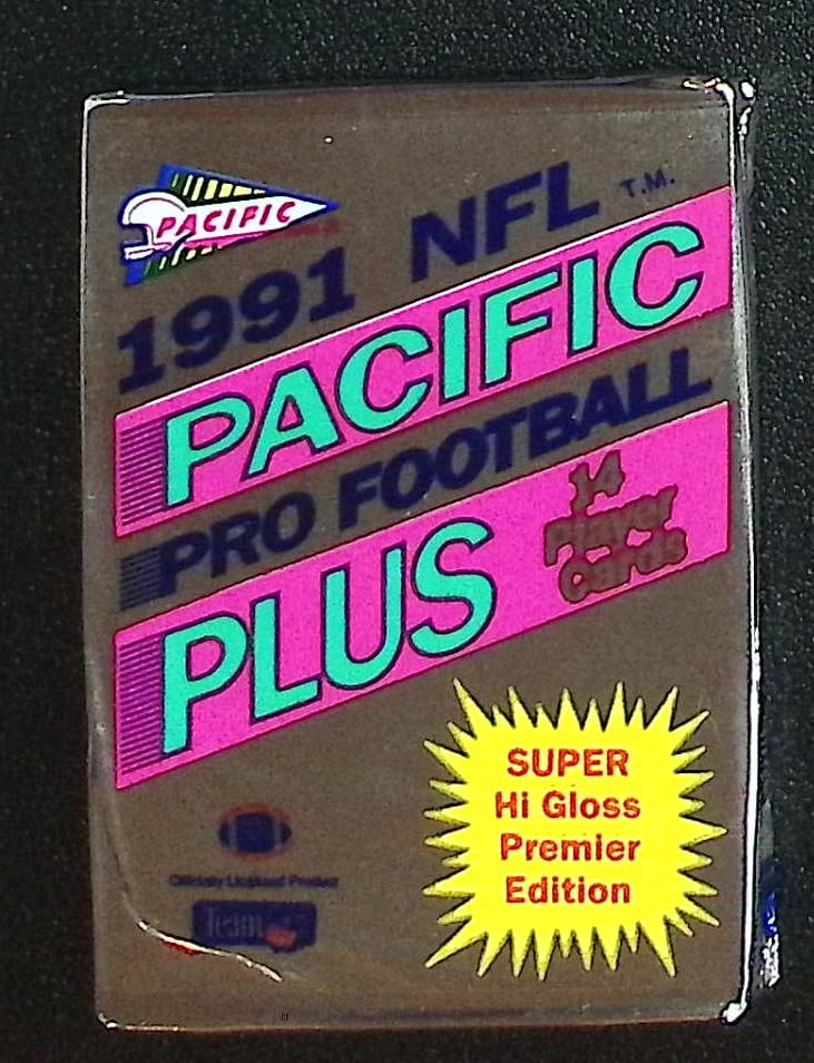 1991 Pacific Plus Premier Edition Football Retail Box Wax Pack - Super Hi Gloss!: Pacific Football NFL Trading & Sports Cards, Brett Favre Rookie Card, John Elway, Bo Jackson, Jerry Rice, Dan Marino, Deion Sanders, Old Sports Cards for Sale Near Me, Vintage Valuable Auction Commemo