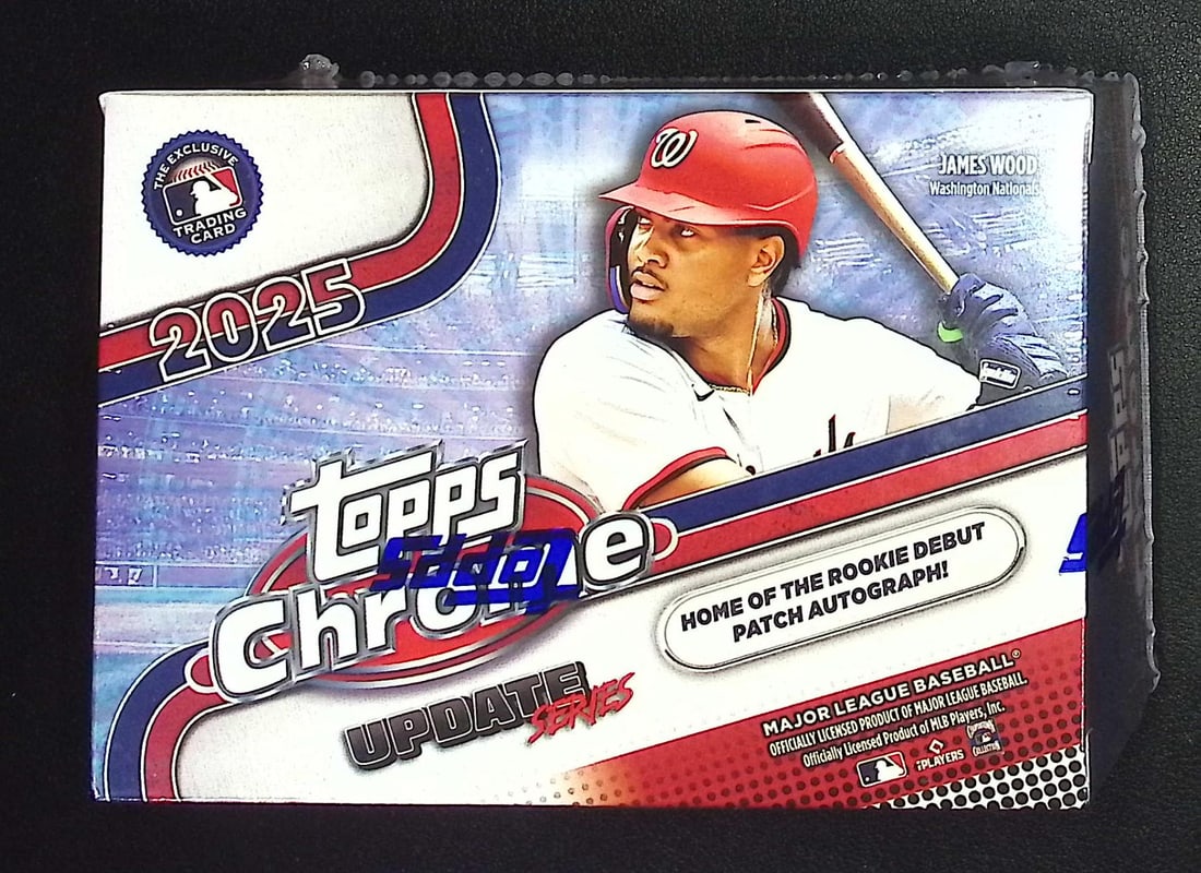 2025 Topps Chrome Update Series Baseball Cards BLASTER BOX Sports Cards James Wood Rookie Card (1 of 1)