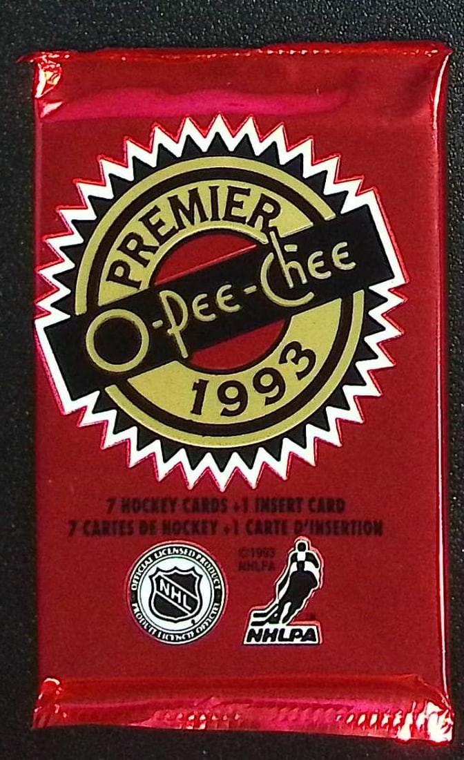 1993 O Pee Chee Premier Hockey Card Retail Box Pack - Wayne Gretzky: Vintage O Pee Chee Hockey NHL Trading & Sports Cards, Old Sports Cards for Sale Near Me, Wayne Gretzky, Mario Lemieux, Jaromir Jagr, Valuable Auction Memorabilia Lots for Sale Near Me, Stanley Cup & H