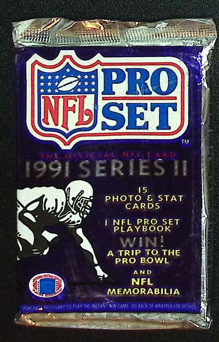 1991 Pro-Set Series 2 Vintage Football Card Factory Sealed Retail Box, Wax Pack: Pro-Set Vintage Football NFL Trading & Sports Cards, Brett Favre Rookie Card, Old Sports Cards for Sale on Line, Super Bowl and Hall of Fame Players, Valuable Auction Lots for Sale On Line, Rookie Car