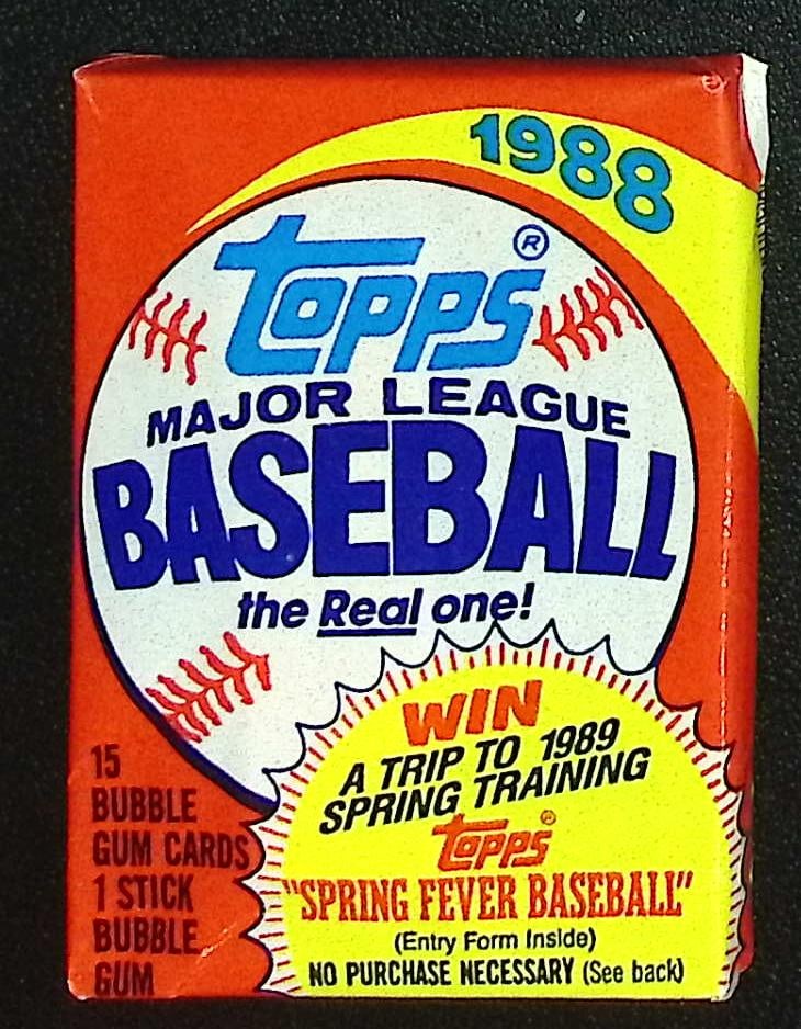 1988 Topps Series 1 Vintage Baseball Card Retail Box Wax Pack Sports Cards: Topps Vintage Rookie Basseball MLB Trading & Sports Cards, Rookie Cards in this Set are Tom Glavine, & Jim Abbott, Old Baseball and Sports Cards For Sale Near Me, World Series Players, Hall of Fame St