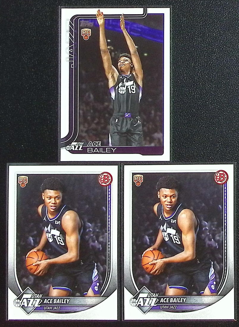 Lot of 3 Ace Bailey Rookie Cards. 2 Bowman #5 & 1 Topps #205. Utah Jazz (1 of 2)