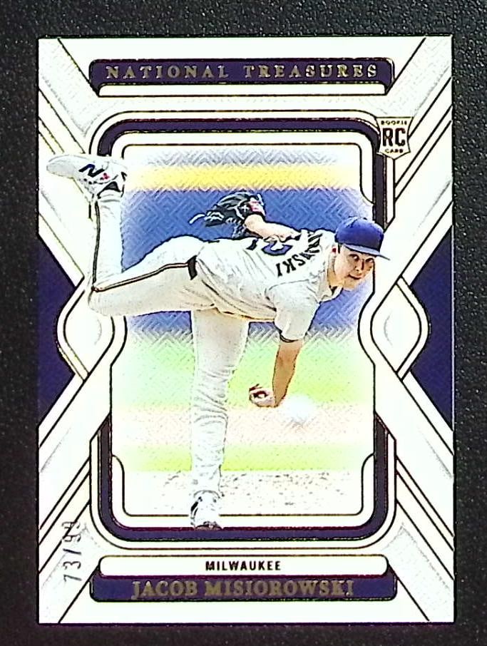 Jacob Misiorowski Rookie Card /99 2025 Panini National Treasures #14 Milwaukee Brewers: Panini Baseball MLB Trading & Sports Cards, Sports Cards for Sale Near Me, Prizm, Mosaic, Select, SP, SSP, Auction Memorabilia Lots for Sale On Line, World Series & Hall of Fame Players
