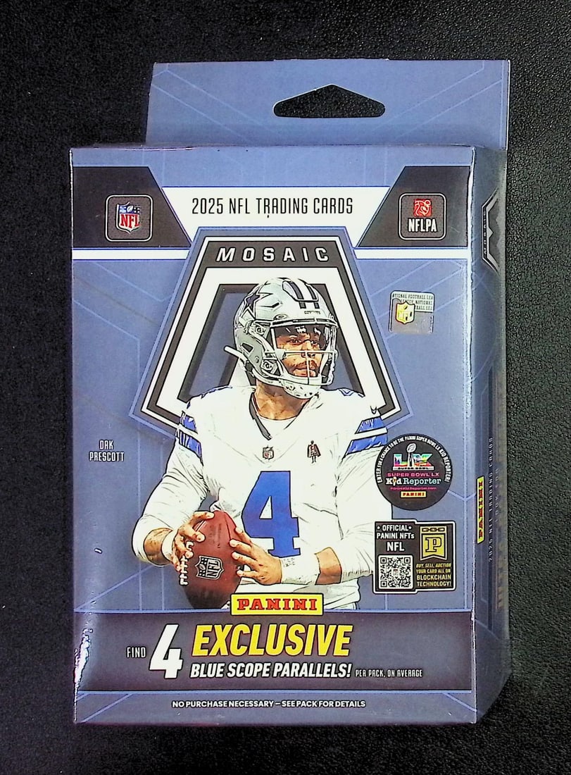 2025 Panini Mosaic Football HANGER BOX - Jaxson Dart, Cam Skattebo, Emeka Egbuka, Ashton Jeanty,: Panini Rookie Football NFL Trading & Sports Cards, Rookie Cards in This Set are Jaxson Dart, Cam Ward, Shedeur Sanders, Cam Skattebo, Travis Hunter, Football & Sports Cards for Sale Near Me, Silver, W