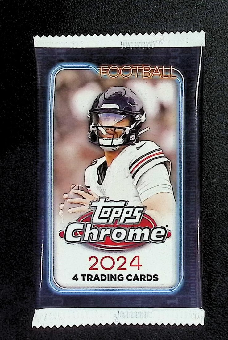 2024 Topps Chrome Football Cards BLASTER Box Pack Drake Maye, Jayden Daniels Rookie Card (1 of 1)
