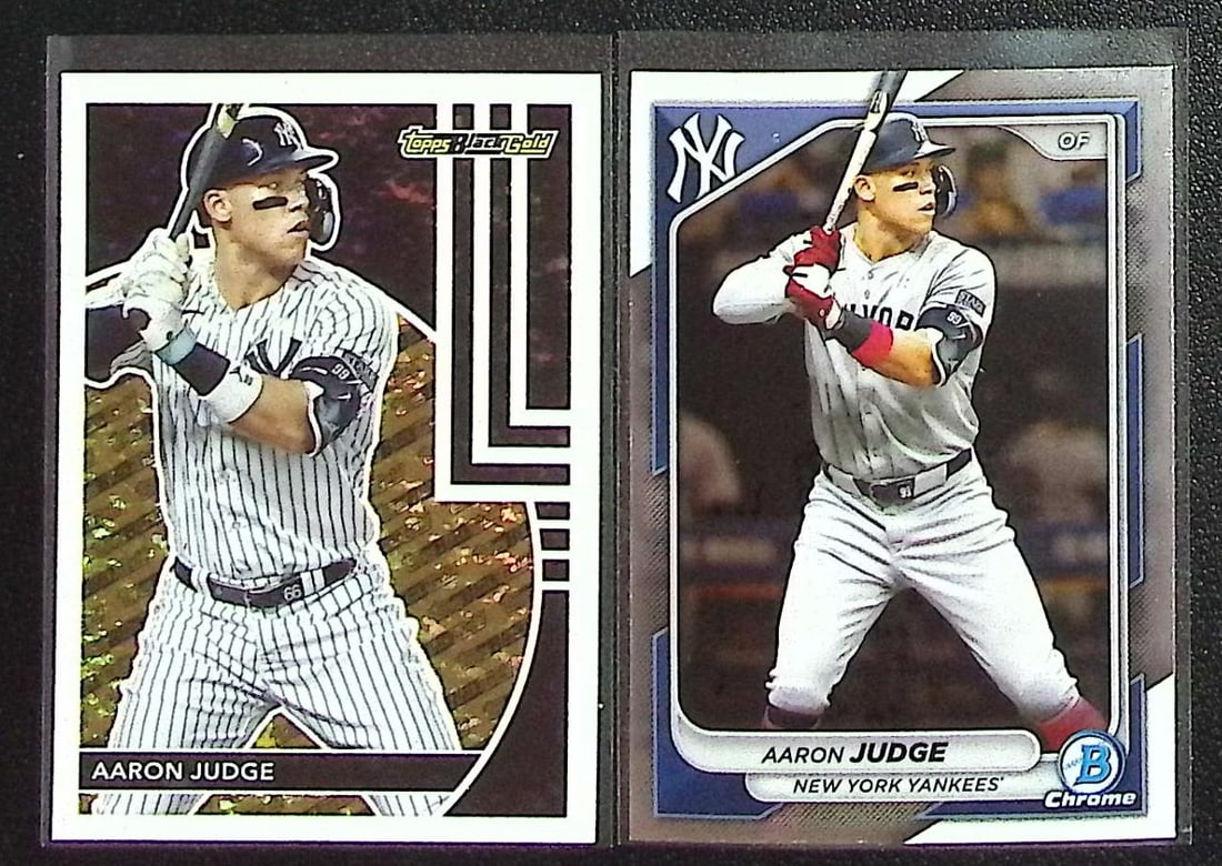 Lot of 2 Aaron Judge Baseball Cards. 2024 Topps Black Gold #BG-4 & Bowman Chrome #80: Topps Baseball MLB Trading & Sports Cards, Sports Cards for Sale Near Me, World Series & Hall of Fame Players Memorabilia, Refractors, X-Fractors, Numbered, SP, SSP, Valuable Auction Memorabilia Lots 