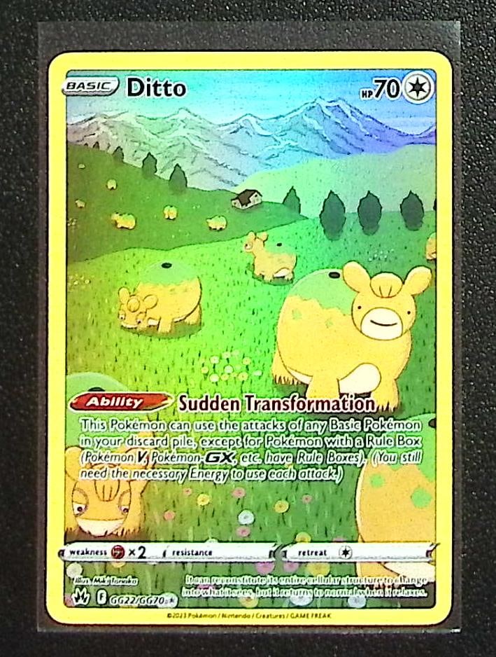 Pokemon Crown Zenith Galarian Gallery Ditto #GG22: Pokemon Trading Card Game Cards, Charizard, Pikachu, Mewtwo, Reverse Holo, Holo Rare, Secret Rare Cards, Full Art Cards, Eevee, Ultra Rare Card, Illustration Rare, Special Illustration Rare SIR