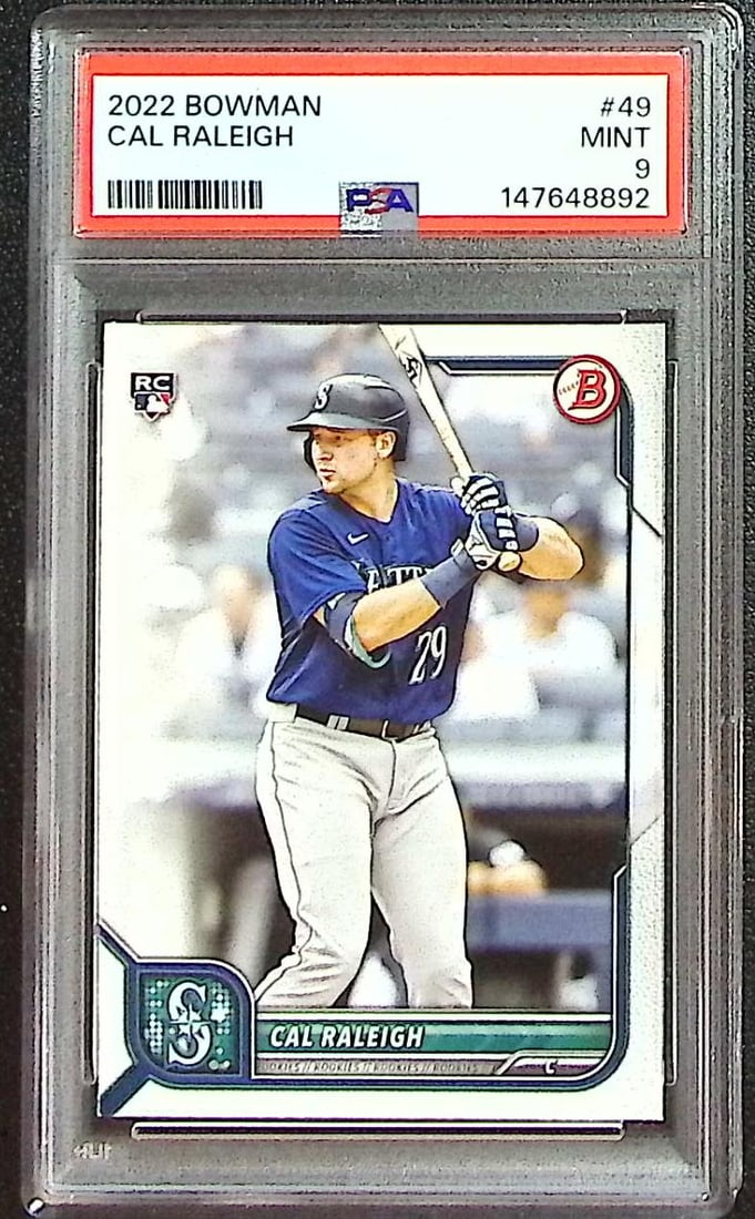 Cal Raleigh Rookie Card 2022 Bowman #49 PSA 9 Seattle Mariners (1 of 2)