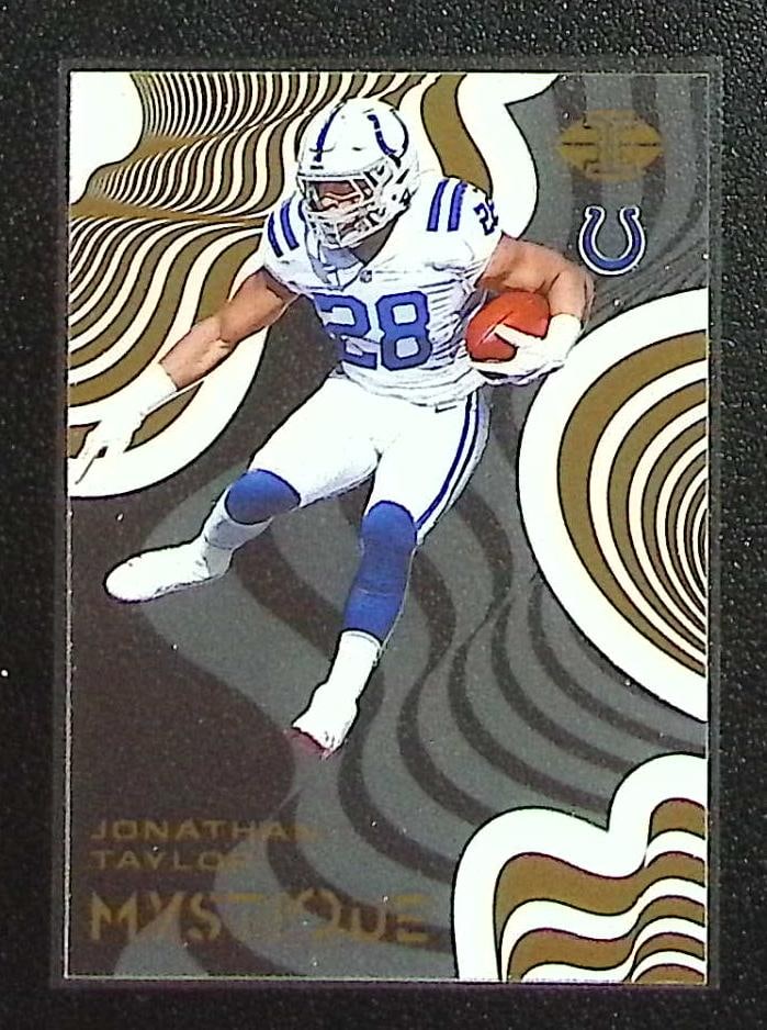 Jonathan Taylor Rookie Card Mystique Acetate 2020 Illusions #MY5 Indianapolis Colts: Panini Select, Prizm, Mosaic, Contenders, Zenith, Phoenix, Illusions, Absolute, Rookie NFL Sports Trading Cards, SP, SSP, Cards, Football Cards for Sale Near Me, Superbowl & Hall of Fame Player Cards,