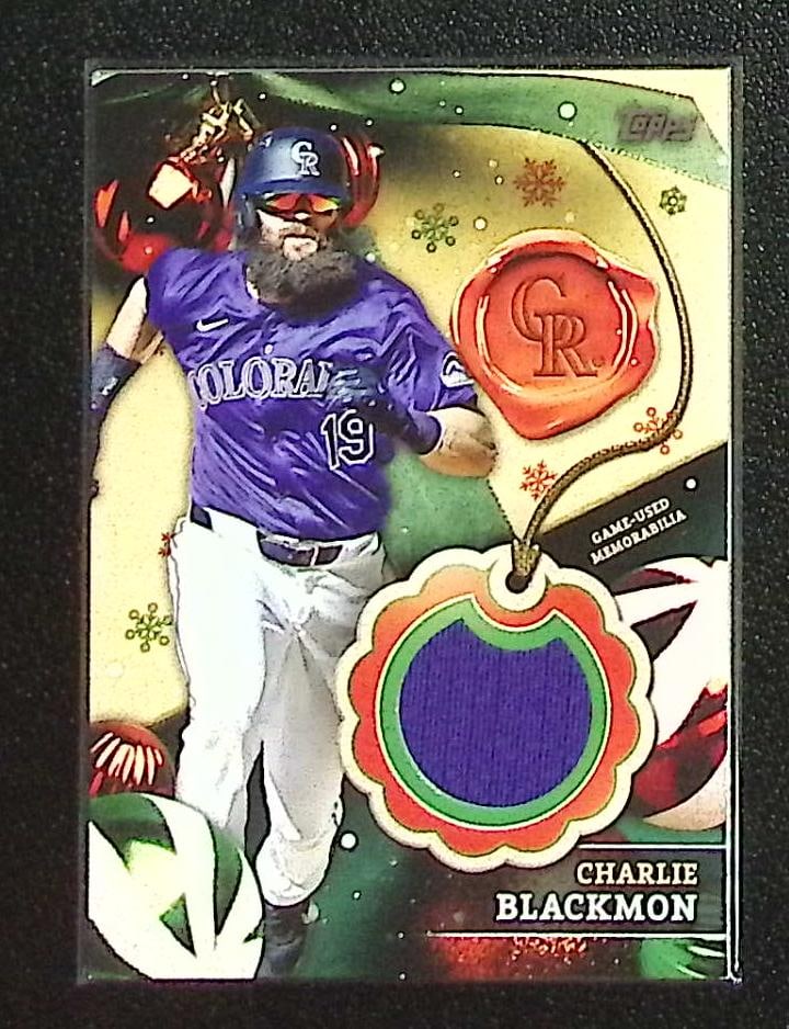 Charlie Blackmon Game Used Patch 2024 Topps Holiday #RC-CB Colorado Rockies (1 of 2)