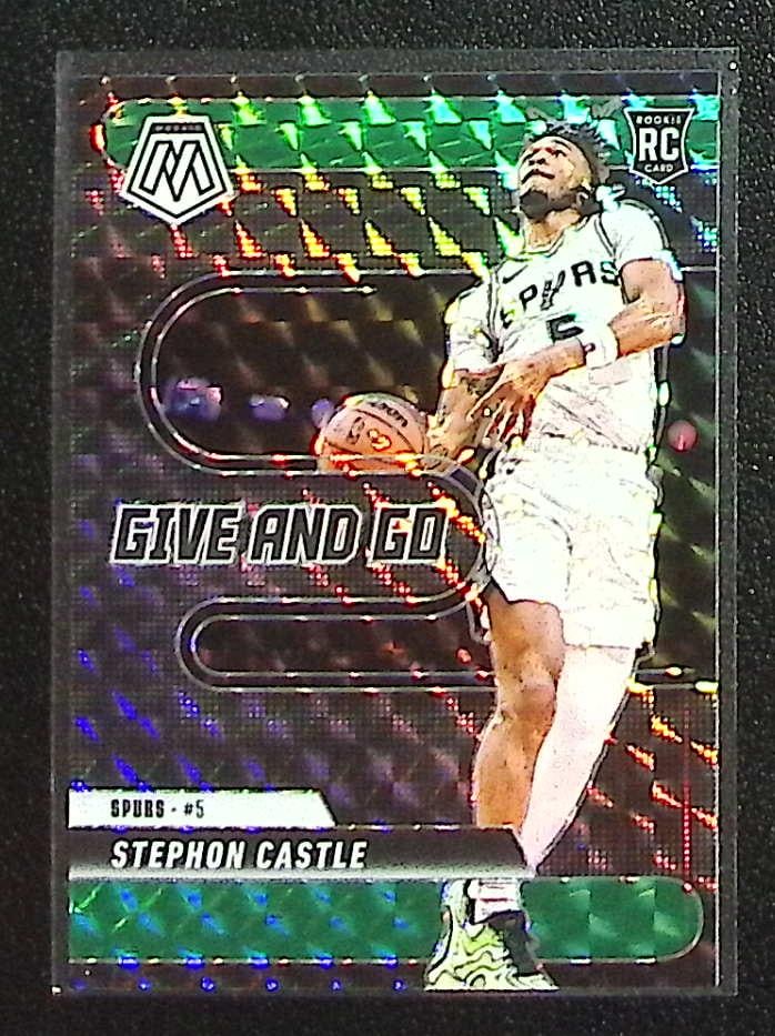 Stephon Castle Rookie Card and Go Green Mosaic 2024-25 Mosaic #6 San Antonio Spurs (1 of 2)