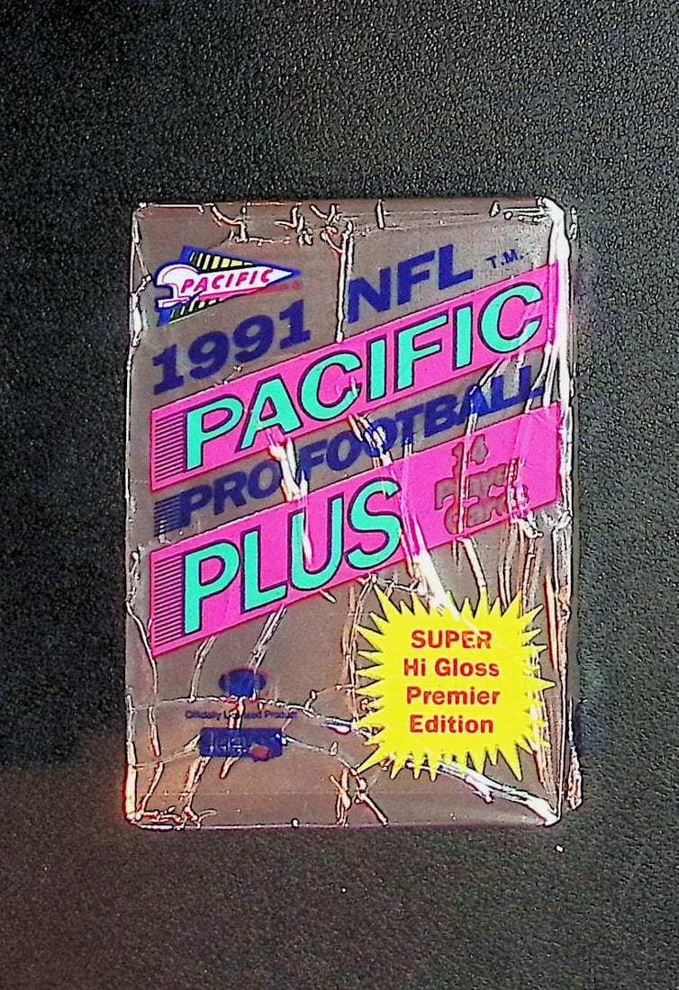 1991 Pacific Plus Premier Edition Football Retail Box Wax Pack - Super Hi Gloss! (1 of 1)