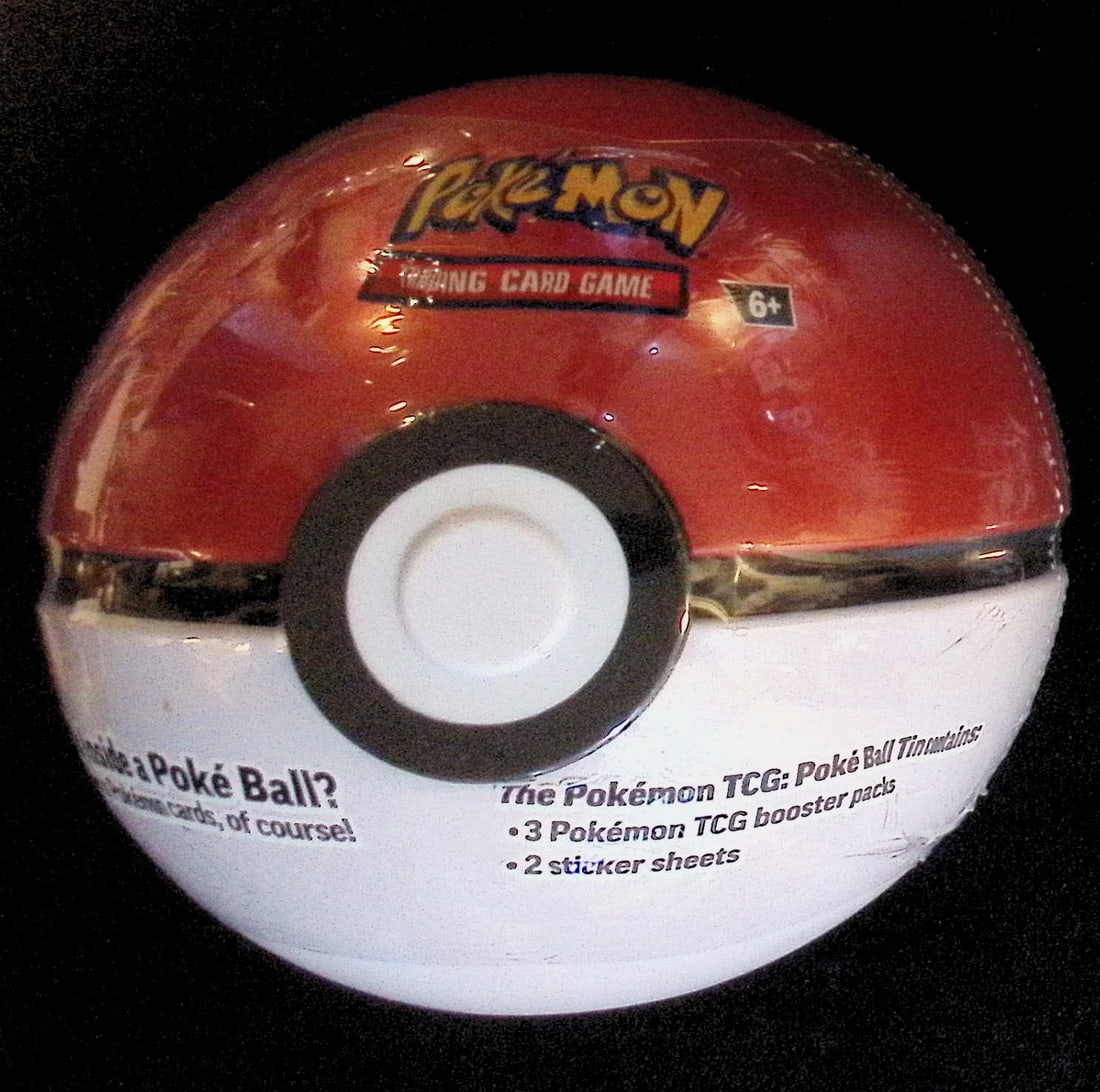2026 Pokemon Pokeball Tin Black & Gold - 3 Booster Packs & 2 Stickers: Pokemon Trading Card Game Cards, Charizard, Pikachu, Mewto, EX, Referse Holo, Holo Rare Cards, Secret Rare Cards, Full Art Cards, Evee, 3 Stars Ultra Rare Cards, Double Rare, Illustration Rare, Specia