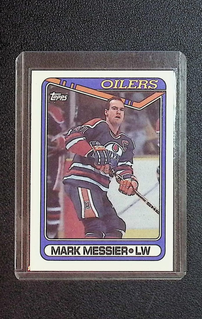 Mark Messier 1990 Topps #130: Topps Vintage NHL Hockey Trading & Sports Cards, Old Sports Cards for Sale Near Me, Stanley Cup & Hall of Fame Players, Valuable Auction Memorabilia Lots for Sale On Line
