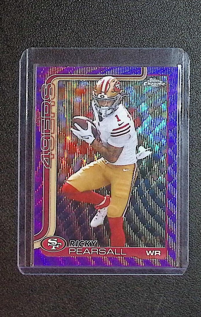 Ricky Pearsall /75 Purple Wave Refractor 2025 Topps Chrome #261: Topps Football NFL Trading Sports Cards, Sports Cards for Sale Near Me, Super Bowl & Hall of Fame Player Cards, Resurgence, Composite, SP, SSP, Valuable Auction Memorabilia Lots For Sale On Line