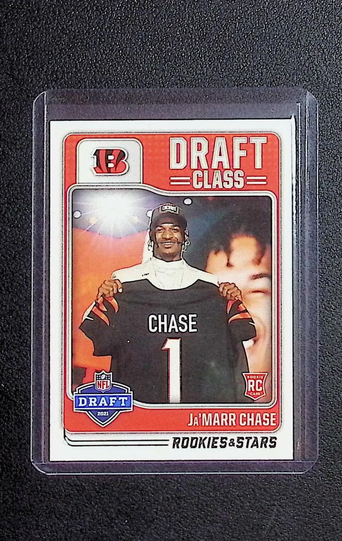 Ja'Marr Chase Rookie Card Draft Class 2021 Panini #DC-5: Panini Select, Prizm, Mosaic, Contenders, Zenith, Phoenix, Illusions, Absolute, Rookie NFL Sports Trading Cards, SP, SSP, Cards, Football Cards for Sale Near Me, Superbowl & Hall of Fame Player