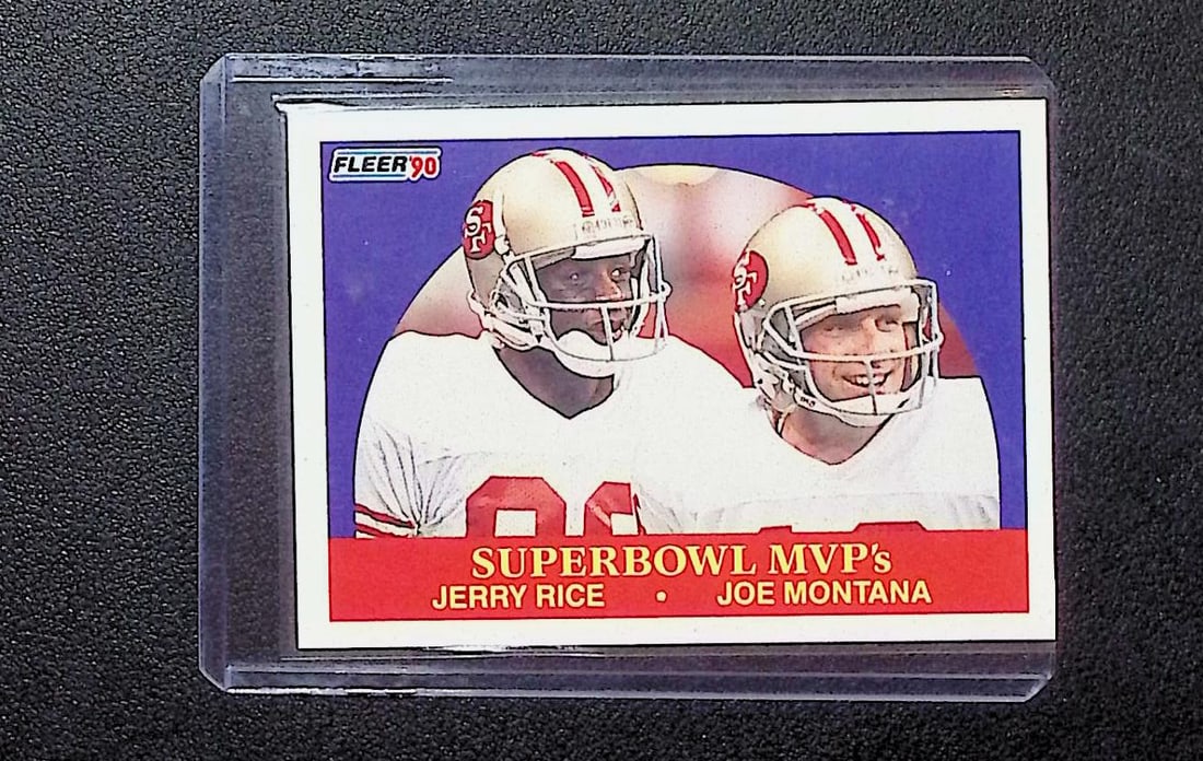 Jerry Rice And Joe Montana Supperbowl MVP's 1990 Fleer #397: Fleer Vintage Football NFL Trading Cards, Old Sports Cards for Sale Near Me, Hall of Fame & Super Bowl Player Cards, Auction Memorabilia Lots for Sale on Line