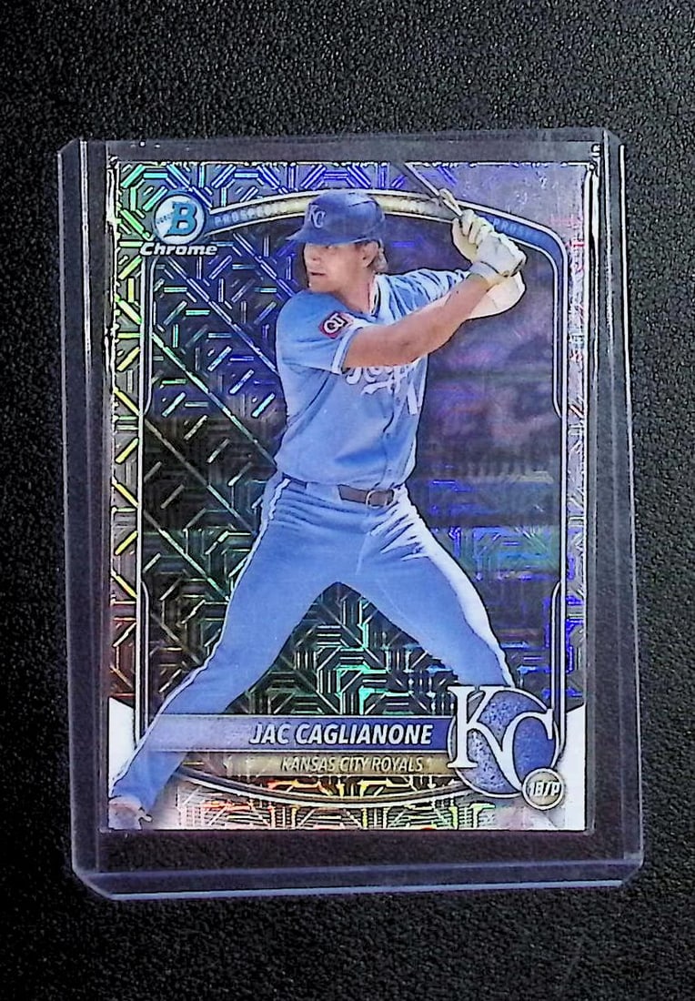 Jac Caglianone Mojo Chrome Refractor 2025 Bowman Chrome #BCP-154: Topps Baseball MLB Trading & Sports Cards, Sports Cards for Sale Near Me, World Series & Hall of Fame Players Memorabilia, Refractors, X-Fractors, Numbered, SP, SSP, Valuable Auction Memorabilia Lots 