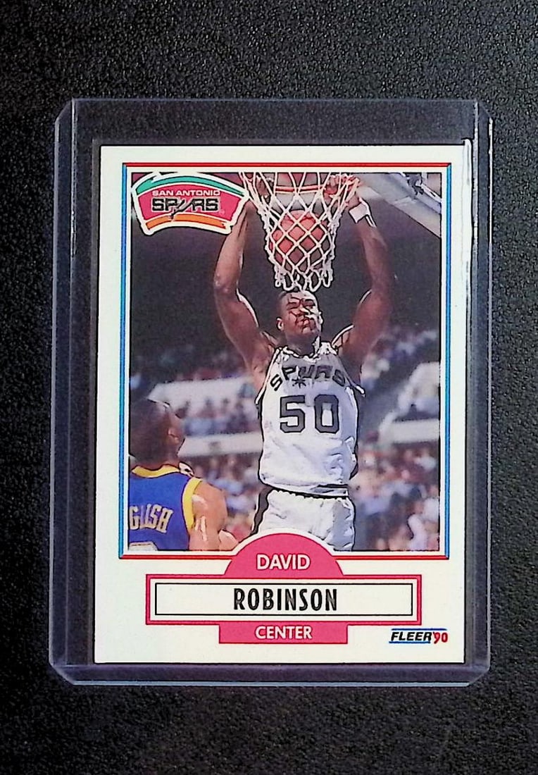 David Robinson Rookie Card 1990 Fleer #172: Fleer Vintage Basketball NBA Trading & Sports Cards, NBA Championship & Hall of Fame Player Cards, Valuable Auction Memorabilia Lots Sold On Line, Old Sports Cards for Sale Near Me
