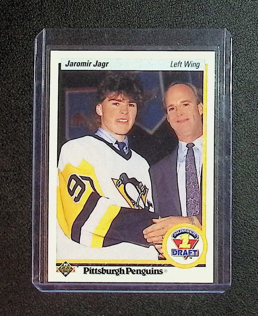 Jaromir Jagr #1 Draft 1990 Upper Deck #356: Upper Deck Vintage NHL Hockey Trading & Sports Cards, Old Sports Cards for Sale Near Me, Stanley Cup & Hall of Fame Players, Valuable Auction Memorabilia Lots for Sale On Line