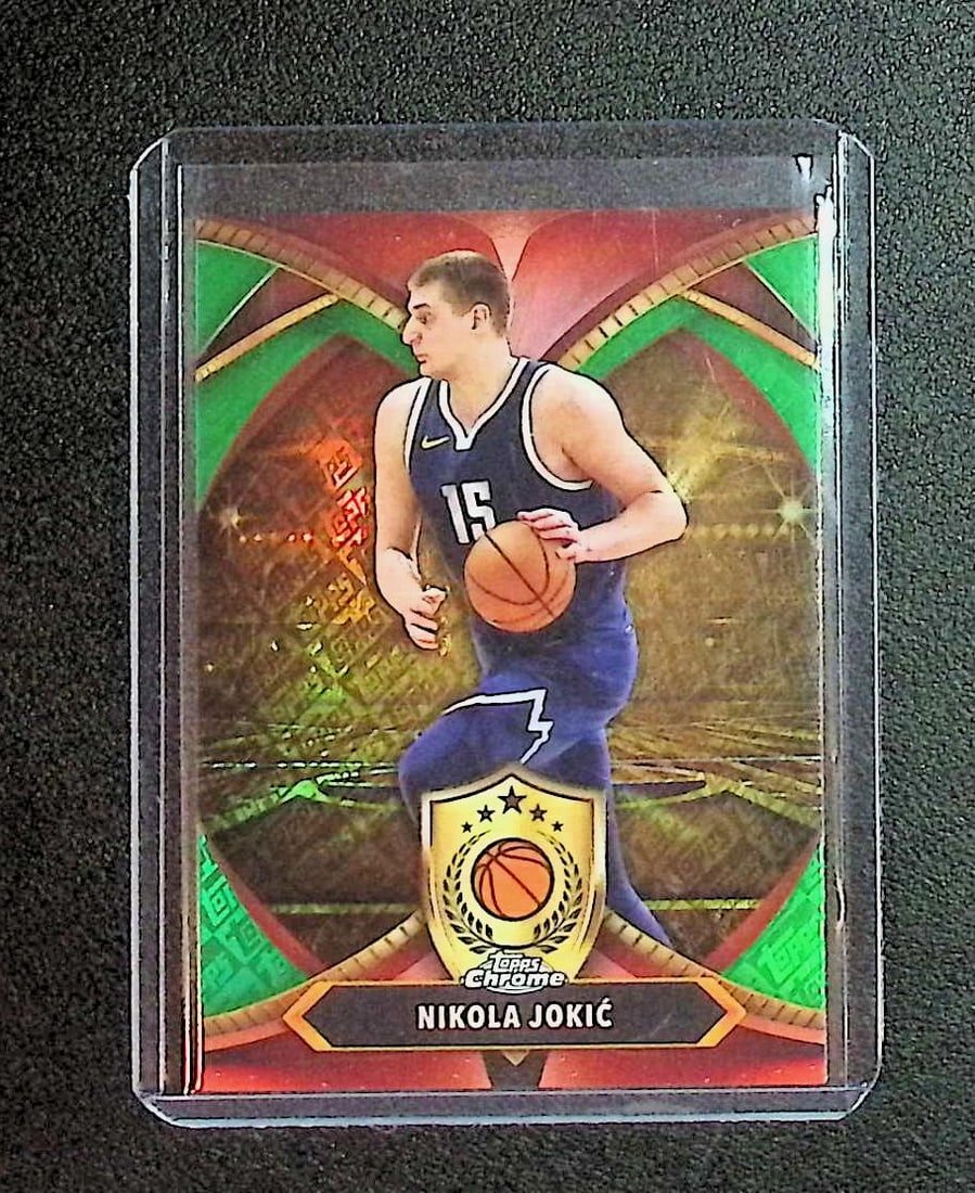 Nikola Jokic Green Chrome Topps Logo Refractor 2025 Topps Chrome #BOD-7: Topps Basketball NBA Trading & Sports Cards, Sports Cards for Sale Near Me, Chrome, Refractor, SP, SSP, Valuable Auction Memorabilia Lots Sold On Line, NBA Championship & Hall of Fame Player Cards