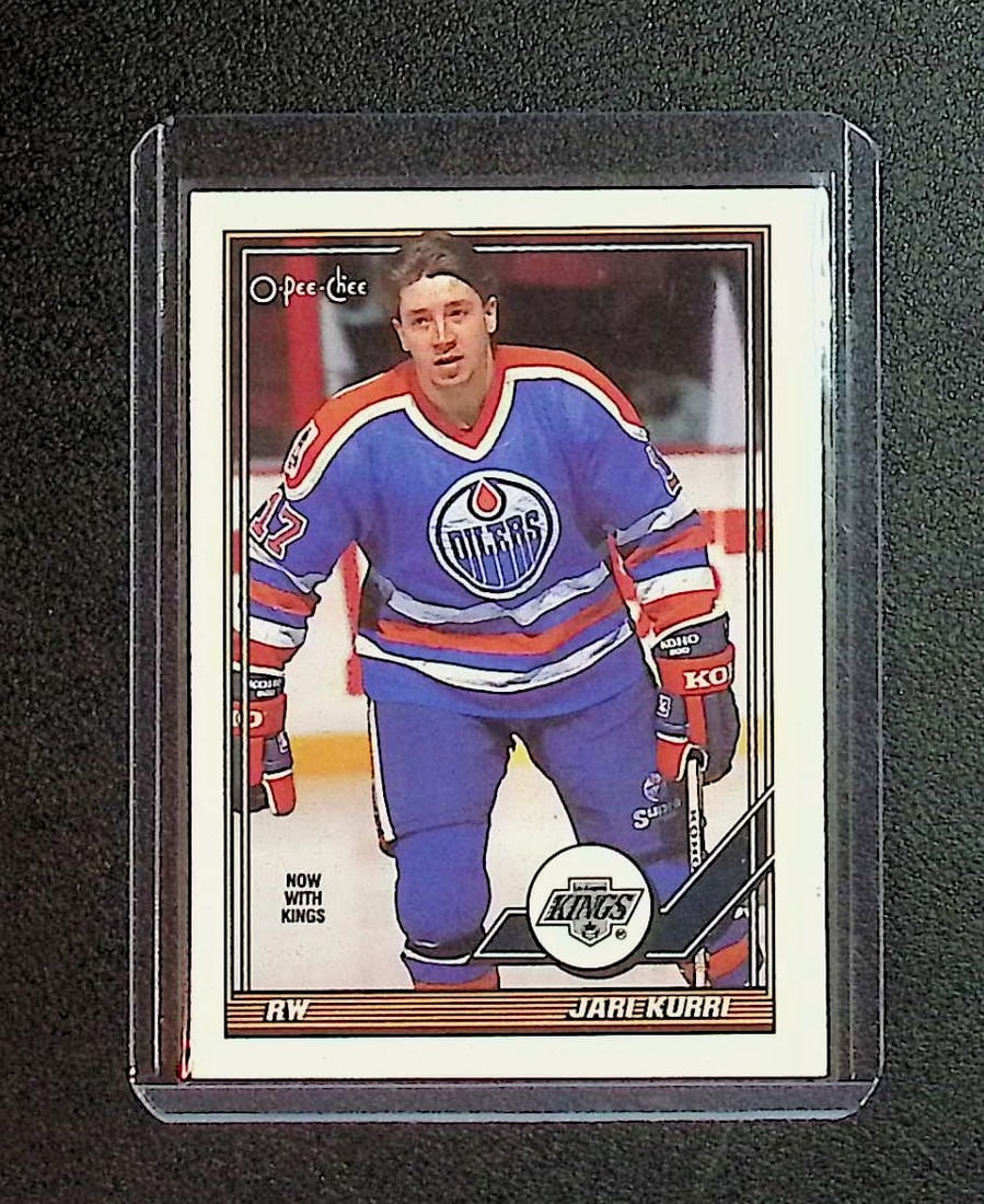 Jari Kurri 1991 O-Pee-Chee #295: O Pee Chee Vintage NHL Hockey Trading & Sports Cards, Old Sports Cards for Sale Near Me, Stanley Cup & Hall of Fame Players, Valuable Auction Memorabilia Lots for Sale On Line