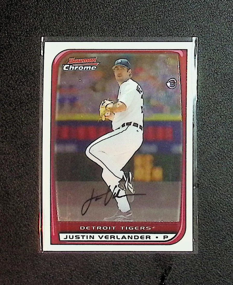 Justin Verlander 2008 Bowman Chrome #102: Topps Baseball MLB Trading & Sports Cards, Sports Cards for Sale Near Me, World Series & Hall of Fame Players Memorabilia, Refractors, X-Fractors, Numbered, SP, SSP, Valuable Auction Memorabilia Lots 