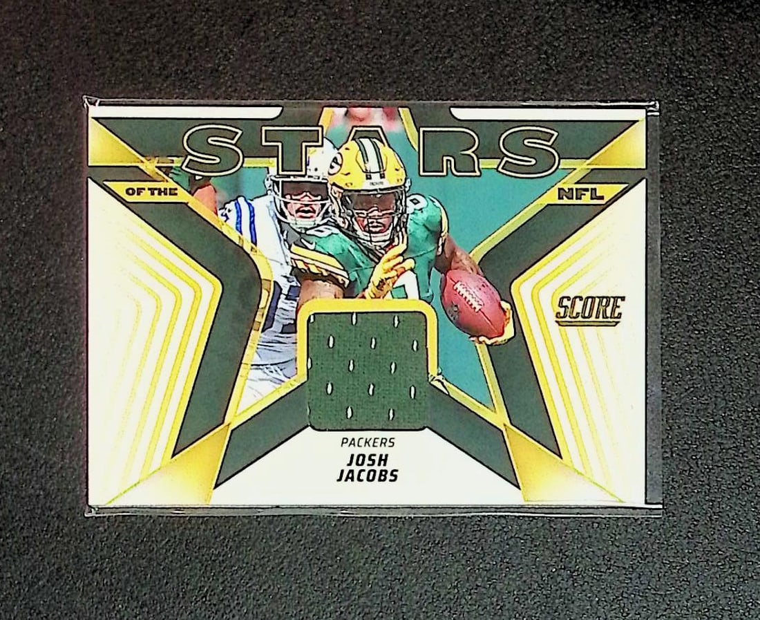 Josh Jacobs Stars of The NFL Game Relic 2025 Score #SNJ-JJS: Panini Select, Prizm, Mosaic, Contenders, Zenith, Phoenix, Illusions, Absolute, Rookie NFL Sports Trading Cards, SP, SSP, Cards, Football Cards for Sale Near Me, Superbowl & Hall of Fame Player Cards,
